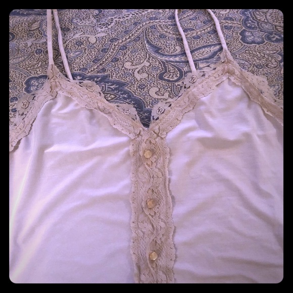 Cream and lace tank - Picture 1 of 6